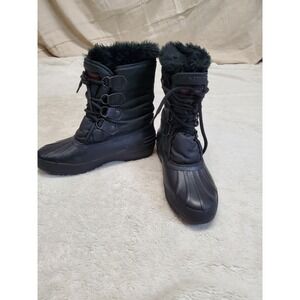 Sorel Black Puffer Fuzzy Snow Winter Boots Women 8 Casual Cozy Gorpcore Outdoor